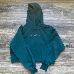 Dark Green Hollister Butterfly Crop Hoodie